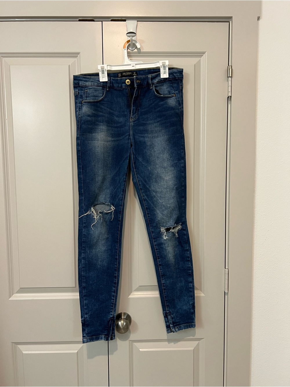 Zara Dark Blue Distressed Skinny Jeans